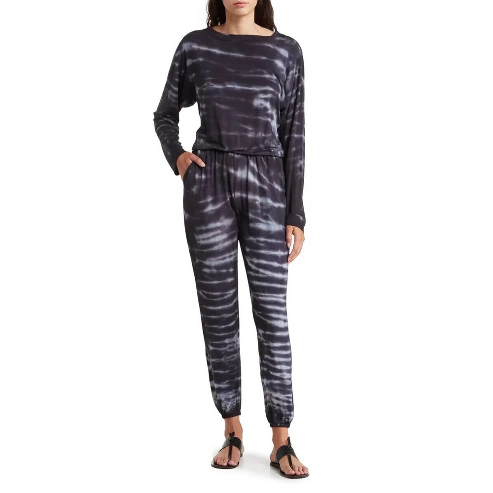 Go Couture Tie Dye Jumpsuit Charcoal Electric Bolt M ($C)3763